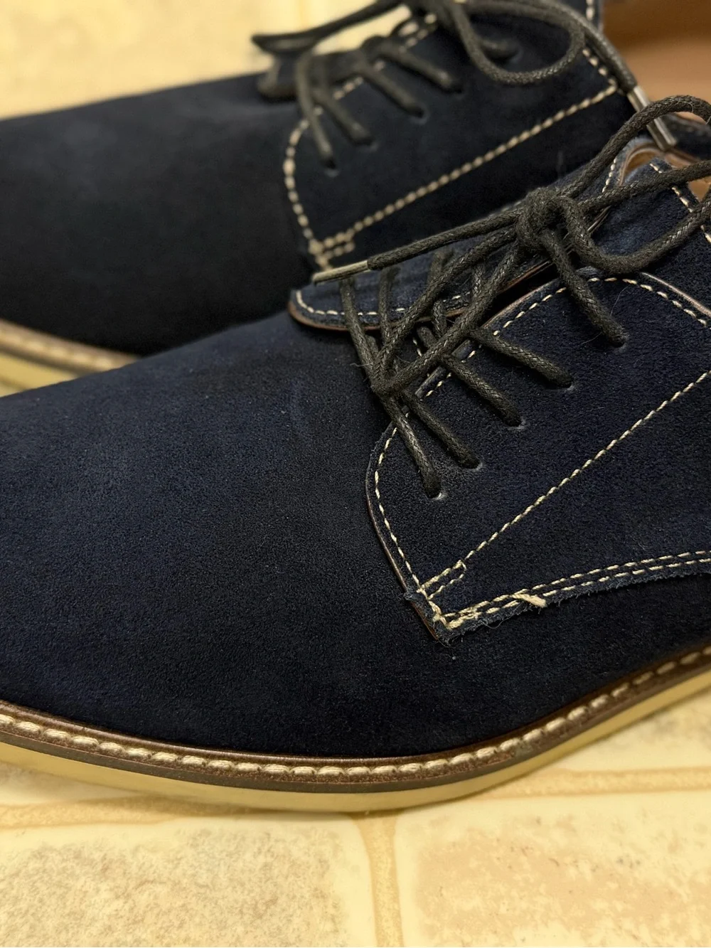 Banana Republic Navy Suede Derby with Tan Sole